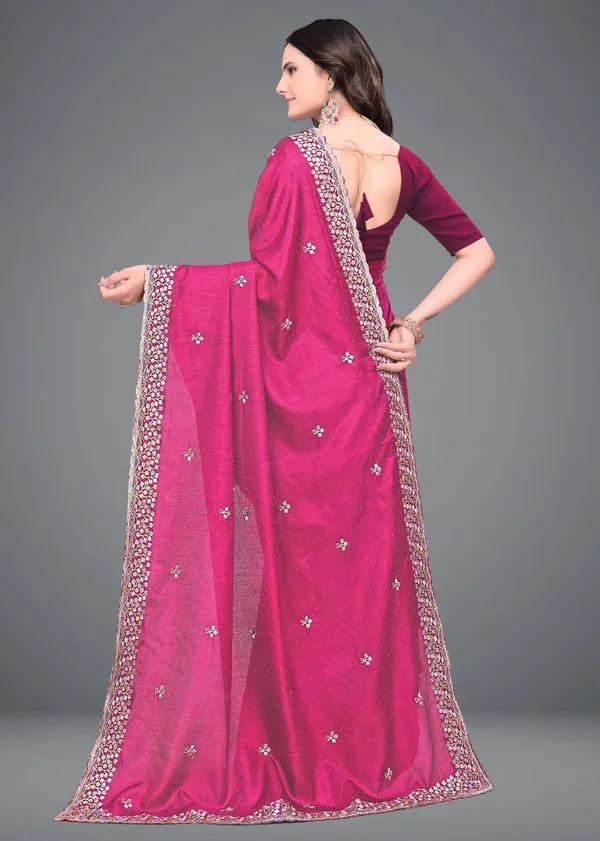 Pink_Embroidered_Woven_Bollywood_Art_Silk_Saree_For_Women