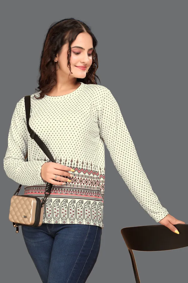 Multicolor_Cotton_Blend_Printed_Round_Neck_T-Shirt_For_Women