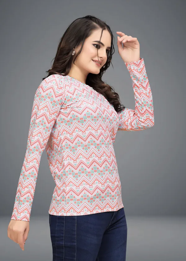 Multicolor_Cotton_Blend_Printed_Round_Neck_T-Shirt_For_Women