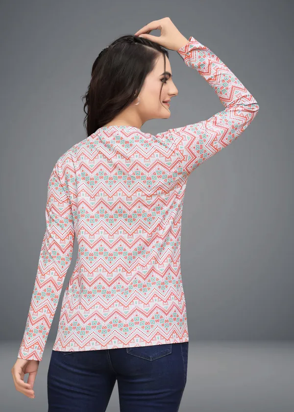 Multicolor_Cotton_Blend_Printed_Round_Neck_T-Shirt_For_Women