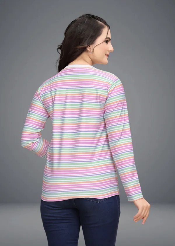 Multicolor_Cotton_Blend_Printed_Round_Neck_T-Shirt_For_Women