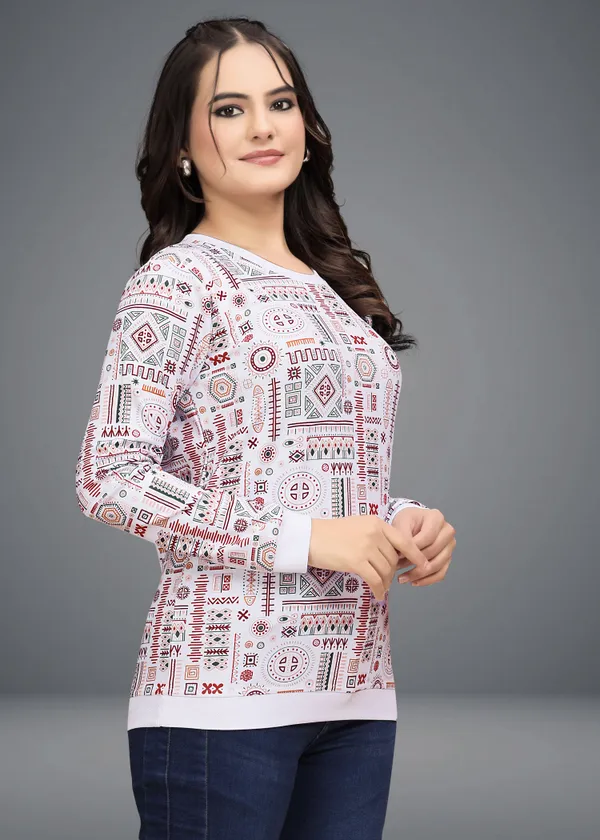 Multicolor_Cotton_Blend_Printed_Round_Neck_T-Shirt_For_Women