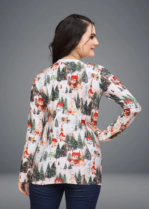 Multicolor_Cotton_Blend_Printed_Round_Neck_T-Shirt_For_Women