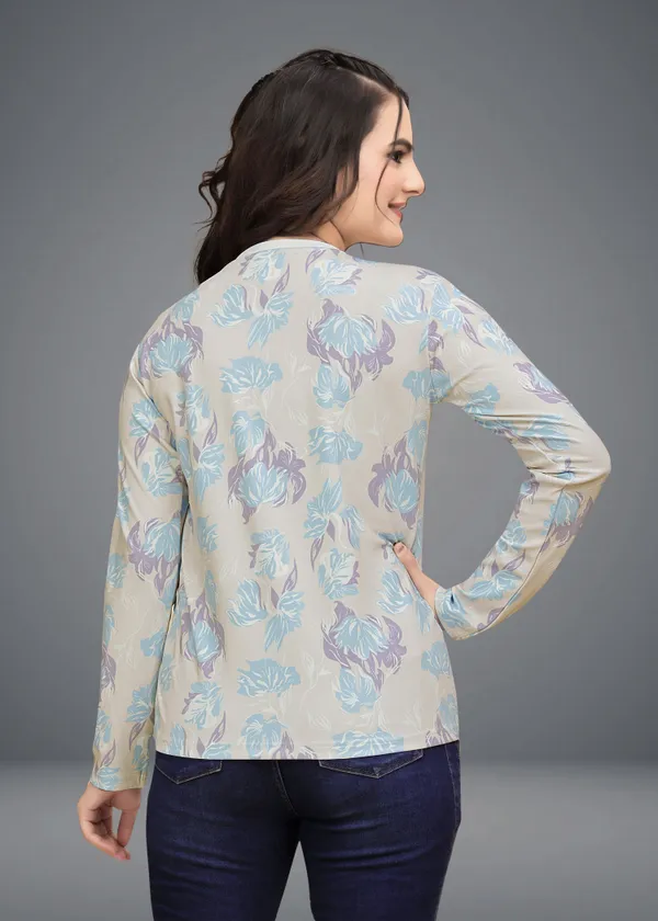 Multicolor_Cotton_Blend_Printed_Round_Neck_T-Shirt_For_Women
