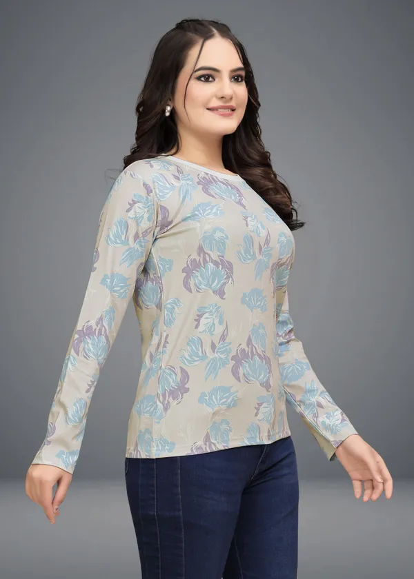 Multicolor_Cotton_Blend_Printed_Round_Neck_T-Shirt_For_Women