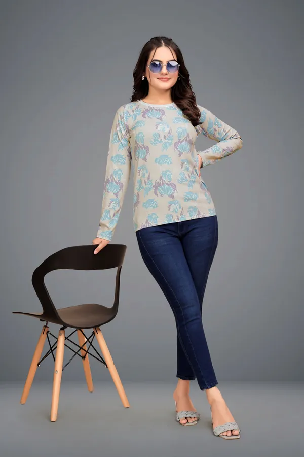 Multicolor_Cotton_Blend_Printed_Round_Neck_T-Shirt_For_Women