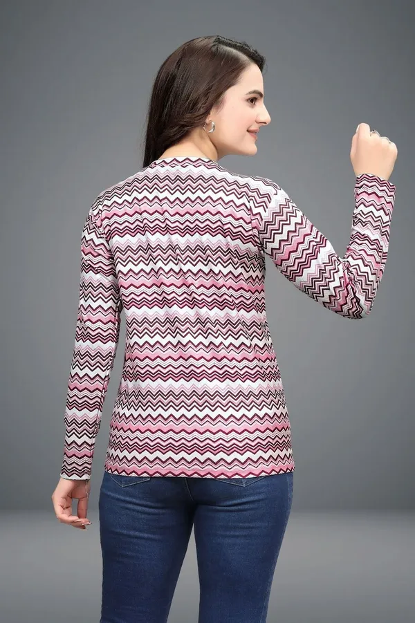 Multicolor_Cotton_Blend_Printed_Round_Neck_T-Shirt_For_Women