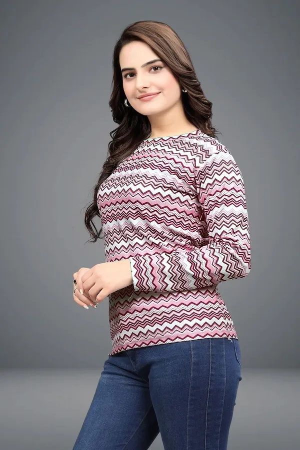 Multicolor_Cotton_Blend_Printed_Round_Neck_T-Shirt_For_Women