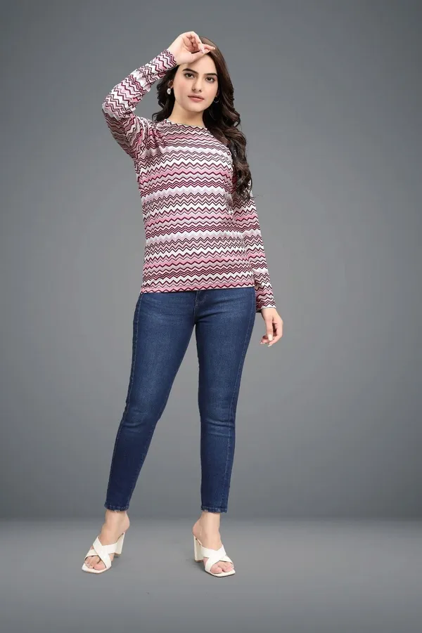 Multicolor_Cotton_Blend_Printed_Round_Neck_T-Shirt_For_Women