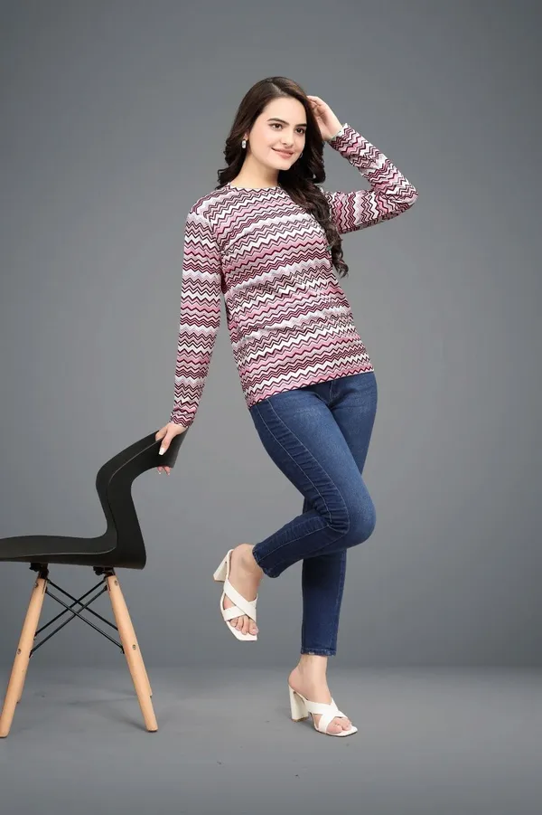 Multicolor_Cotton_Blend_Printed_Round_Neck_T-Shirt_For_Women