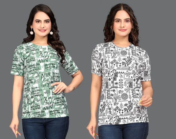 Multicolor_Cotton_Blend_Printed_Round_Neck_T-Shirt_For_Women