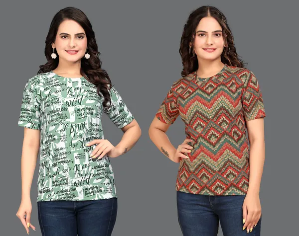 Multicolor_Cotton_Blend_Printed_Round_Neck_T-Shirt_For_Women