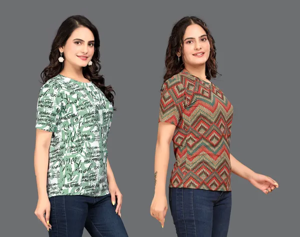 Multicolor_Cotton_Blend_Printed_Round_Neck_T-Shirt_For_Women