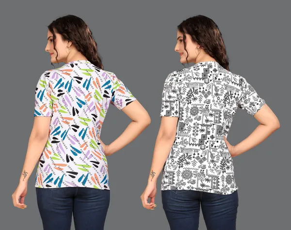 Multicolor_Cotton_Blend_Printed_Round_Neck_T-Shirt_For_Women