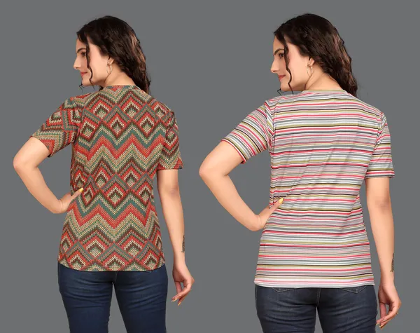 Multicolor_Cotton_Blend_Printed_Round_Neck_T-Shirt_For_Women