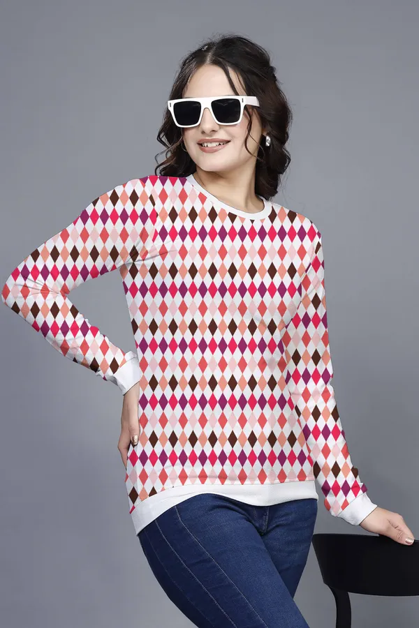 Multicolor_Cotton_Blend_Printed_Round_Neck_T-Shirt_For_Women