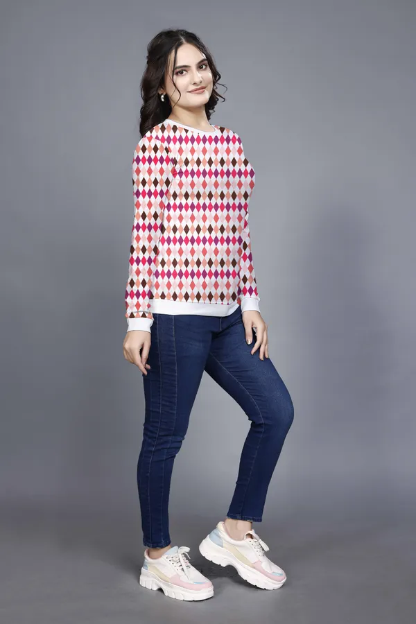 Multicolor_Cotton_Blend_Printed_Round_Neck_T-Shirt_For_Women