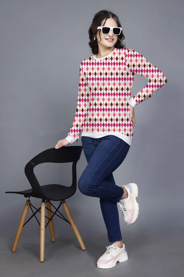 Multicolor_Cotton_Blend_Printed_Round_Neck_T-Shirt_For_Women