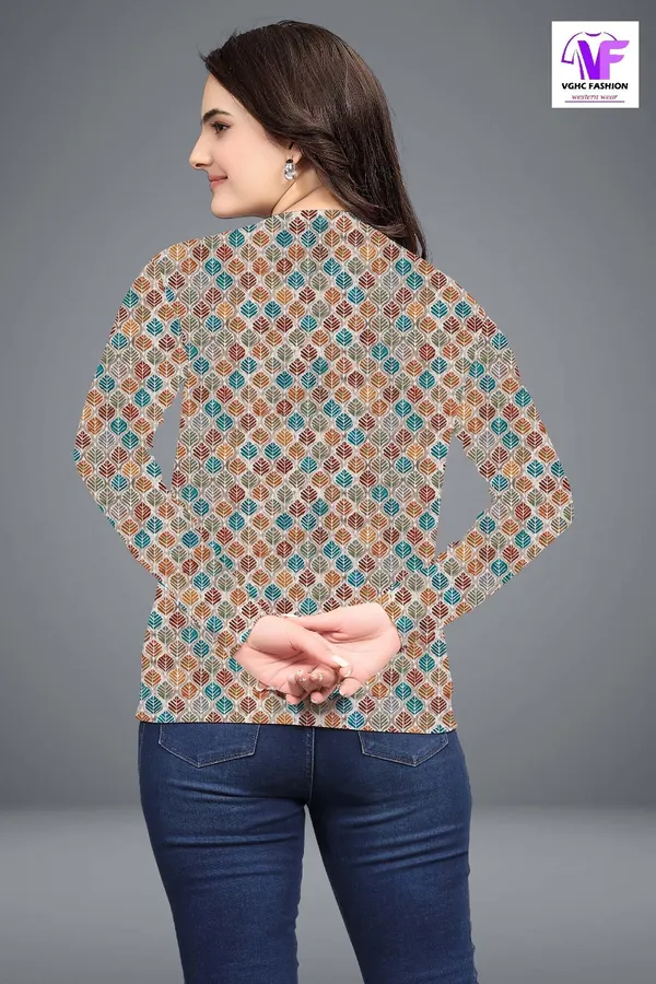 Multicolor_Cotton_Blend_Printed_Round_Neck_T-Shirt_For_Women