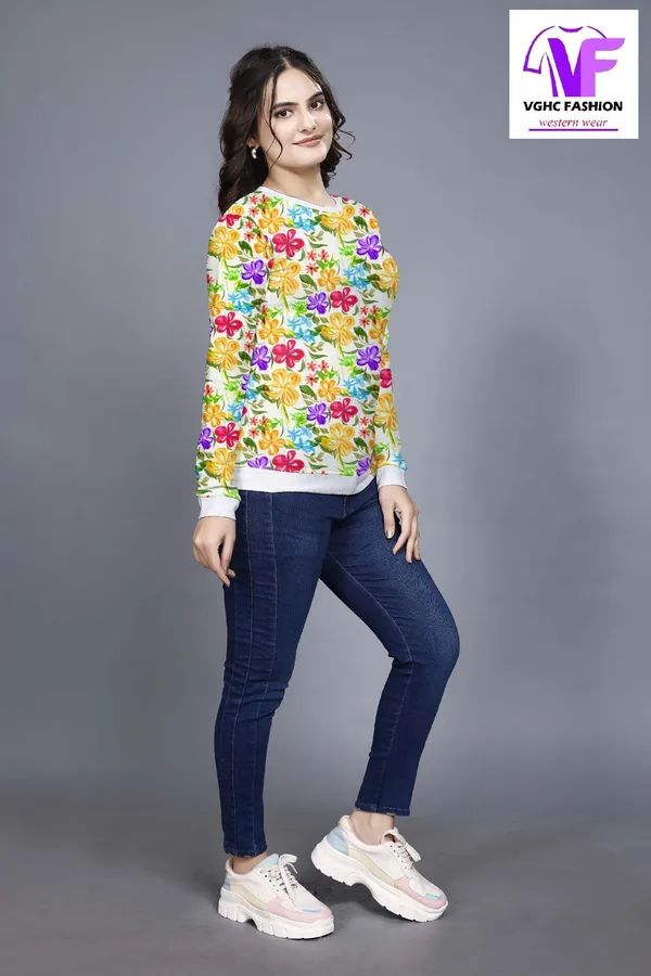 Multicolor_Cotton_Blend_Printed_Round_Neck_T-Shirt_For_Women