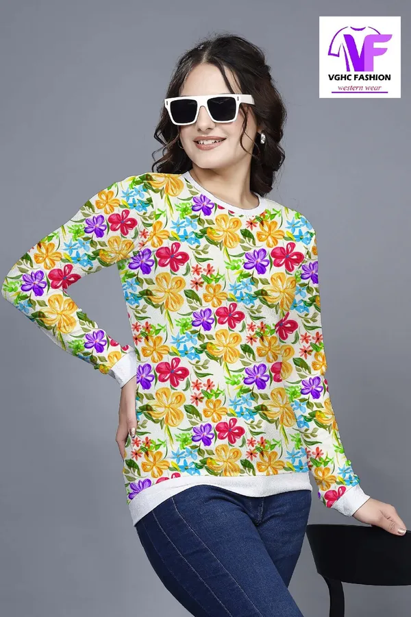 Multicolor_Cotton_Blend_Printed_Round_Neck_T-Shirt_For_Women