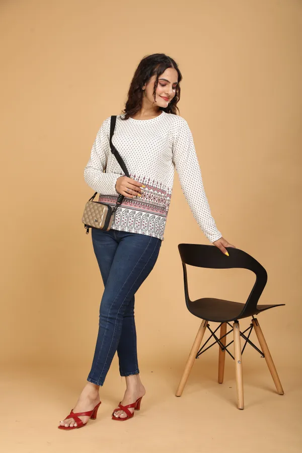 Multicolor_Cotton_Blend_Printed_Round_Neck_T-Shirt_For_Women