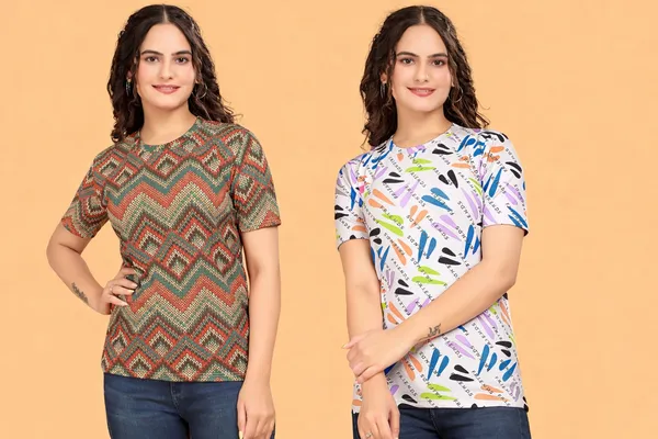 Multicolor_Cotton_Blend_Printed_Round_Neck_T-Shirt_For_Women
