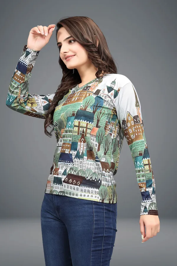 Multicolor_Cotton_Blend_Printed_T-Shirt_For_Women