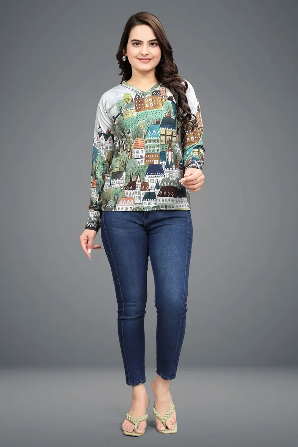 Multicolor_Cotton_Blend_Printed_T-Shirt_For_Women