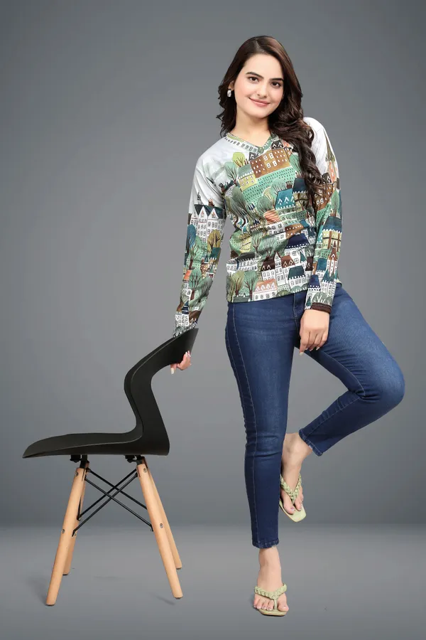 Multicolor_Cotton_Blend_Printed_T-Shirt_For_Women