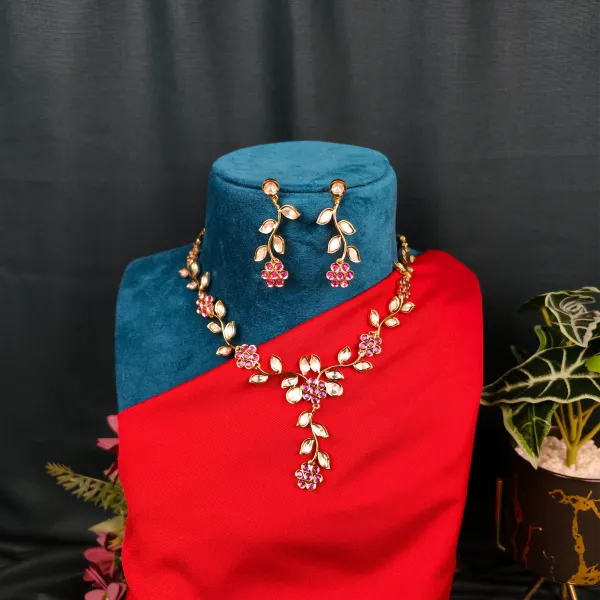 Gold_Plated_Moissanite_Necklace_Set_For_Women_And_Girls_|_Ishani