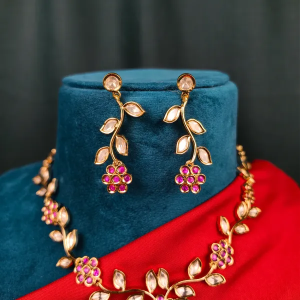 Gold_Plated_Moissanite_Necklace_Set_For_Women_And_Girls_|_Ishani