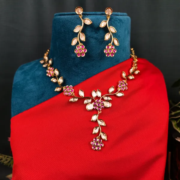 Gold_Plated_Moissanite_Necklace_Set_For_Women_And_Girls_|_Ishani