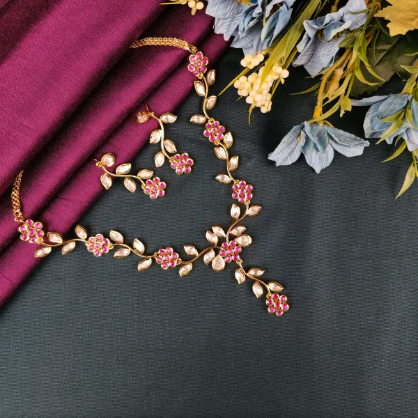 Gold_Plated_Moissanite_Necklace_Set_For_Women_And_Girls_|_Ishani
