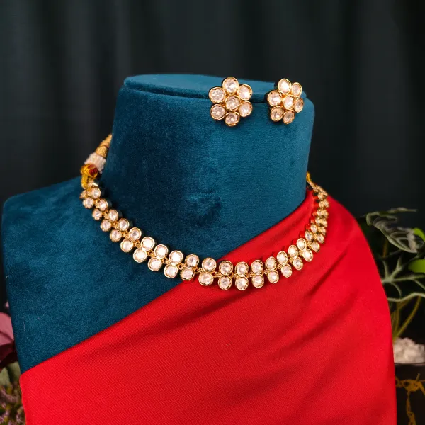 Gold_Plated_Moissanite_Necklace_Set_For_Women_And_Girls_|_Vedika