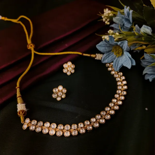 Gold_Plated_Moissanite_Necklace_Set_For_Women_And_Girls_|_Vedika