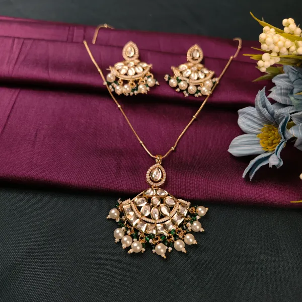 Gold_Plated_Moissanite_Necklace_Set_For_Women_And_Girls_|_Aarvi