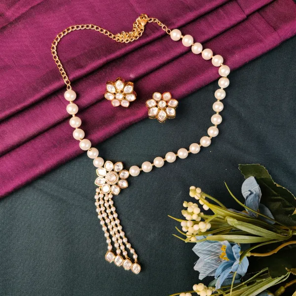 Gold_Plated_Moissanite_Necklace_Set_For_Women_And_Girls_|_Kabini