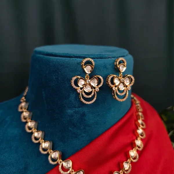 Gold_Plated_Moissanite_Necklace_Set_For_Women_And_Girls_|_Diya