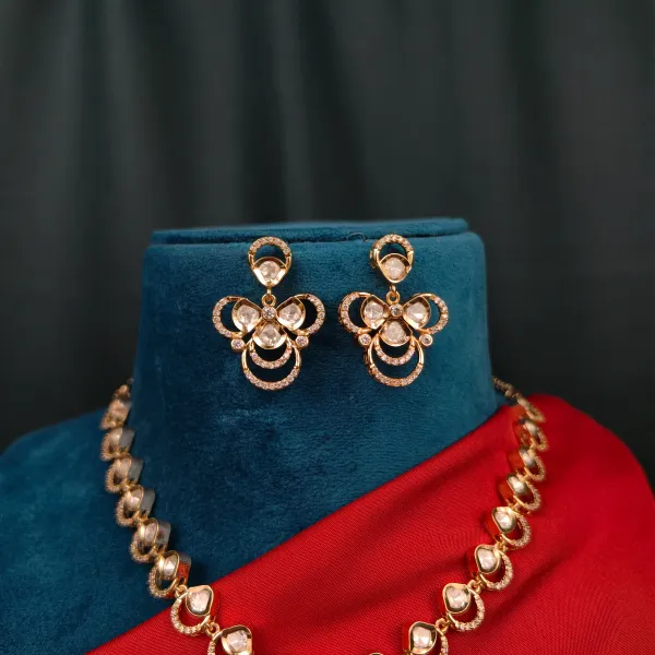 Gold_Plated_Moissanite_Necklace_Set_For_Women_And_Girls_|_Diya