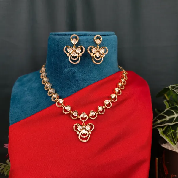 Gold_Plated_Moissanite_Necklace_Set_For_Women_And_Girls_|_Diya