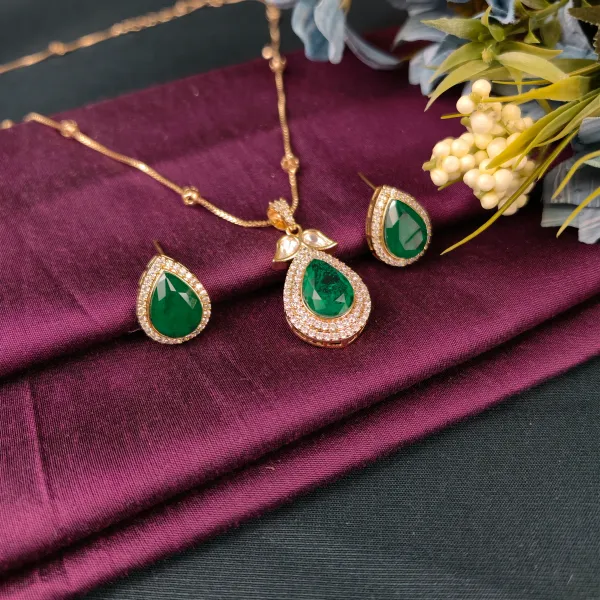 Gold_Plated_Moissanite_Necklace_Set_For_Women_And_Girls_|_Naima