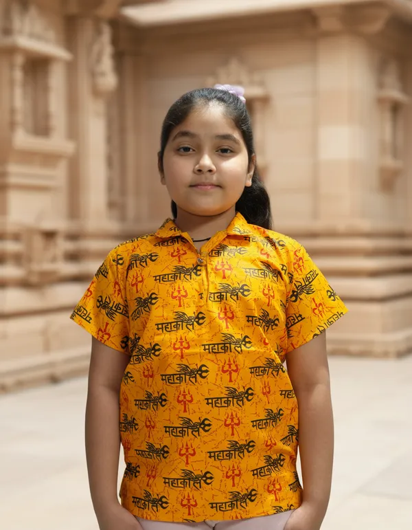Orange_Pure_Cotton_Mahakal_Kurta_For_Kids