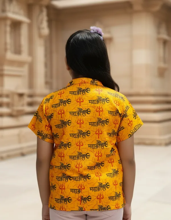 Orange_Pure_Cotton_Mahakal_Kurta_For_Kids
