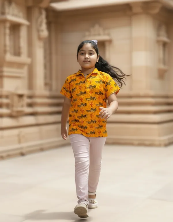 Orange_Pure_Cotton_Mahakal_Kurta_For_Kids