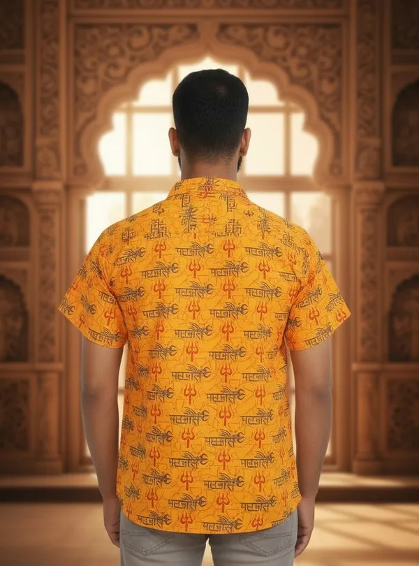 Yellow_Pure_Cotton_Mahakal_Kurta_For_Men
