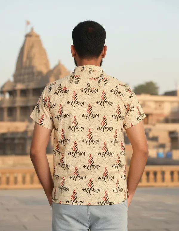 Beige_Pure_Cotton_Ganesh_Shank_PrintKurta_For_Men