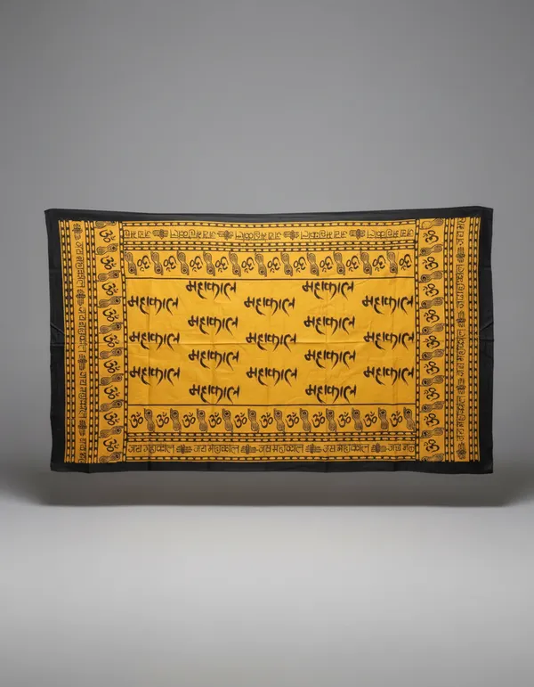 Yellow_Pure_Cotton_Dupatta_Mahakal_For_Men