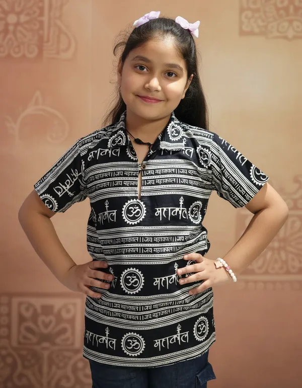 Black_Pure_Cotton_Mahakal_Kurta_For_Kids