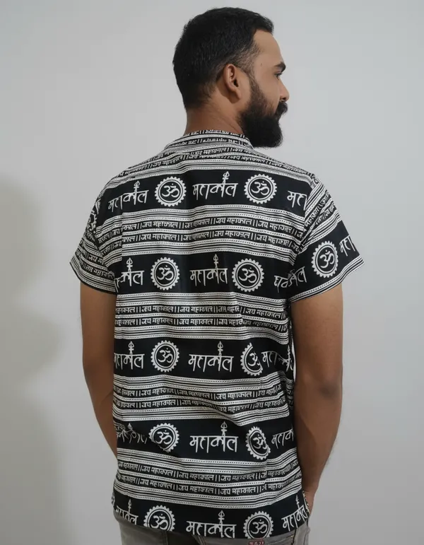 Black_Pure_Cotton_Mahakal_Kurta_For_Men